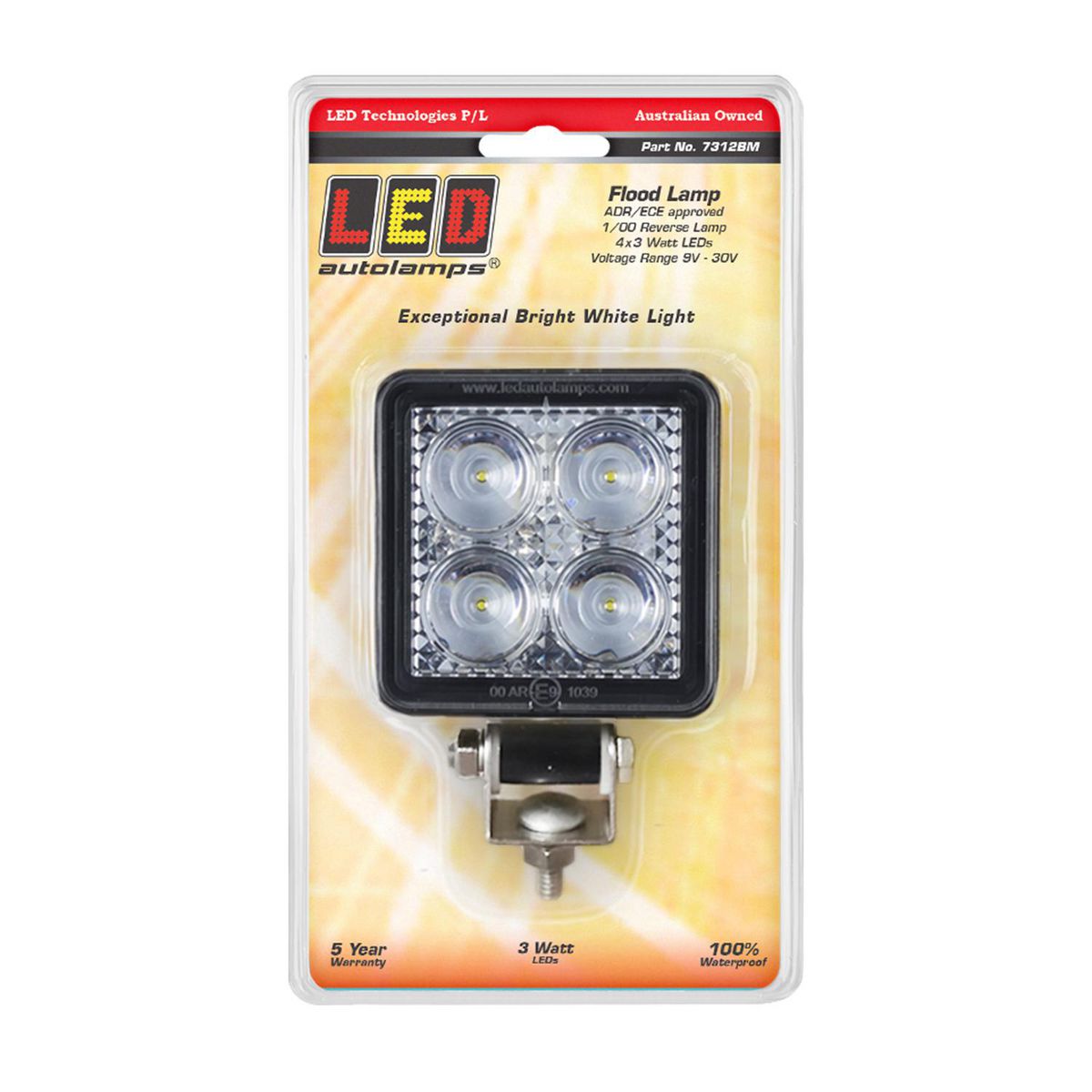 LED Autolamps Flood Lamp/Reverse Lamp 9/30V 12W Blister Pack 7312BM