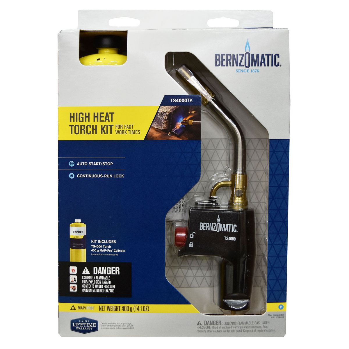 Bernzomatic Swirl Flame Trigger Start Torch and MAP-Pro Cylinder Kit TS4000TK