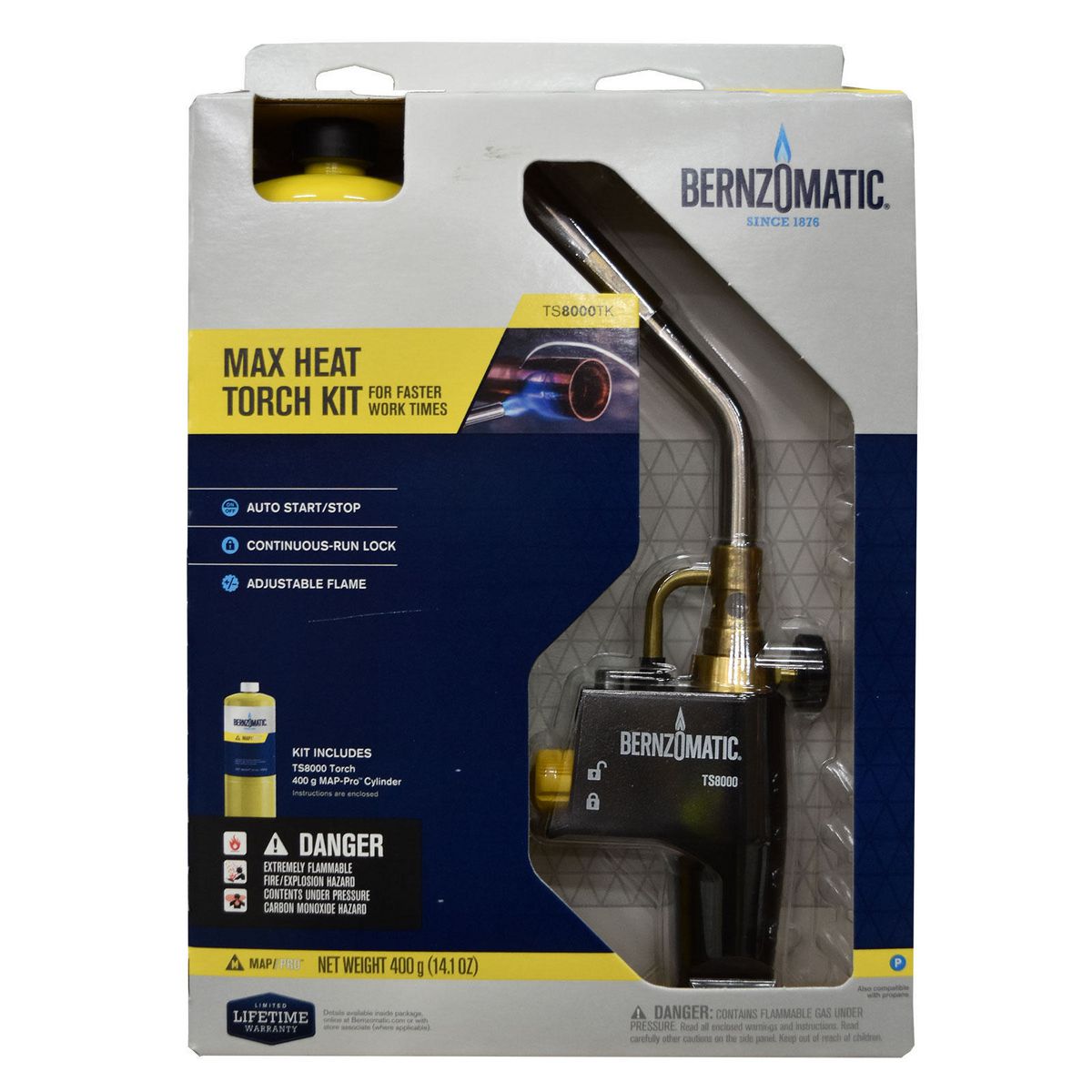 Bernzomatic High Intensity Swirl Flame Trigger Start Torch and MAP-Pro Kit TS8000TK
