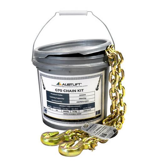 Australian Lifting Centre G70 Transport Chain Kit 10mm x 9M w/Grab Hooks 203225
