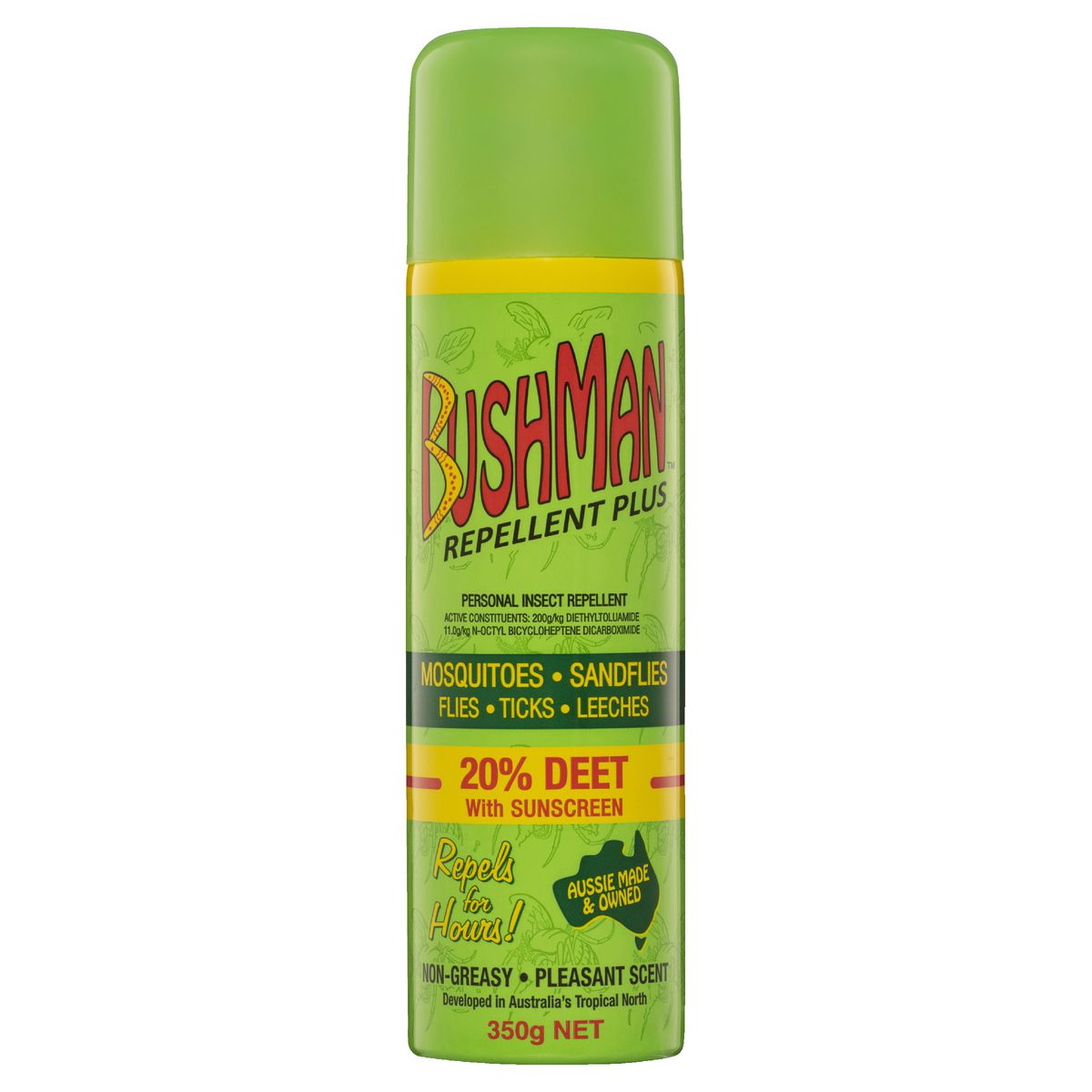 Bushman Personal Insect Repellant 20 Percent DEET w/Sunscreen Neutral Scent Aerosol 350g BP350A