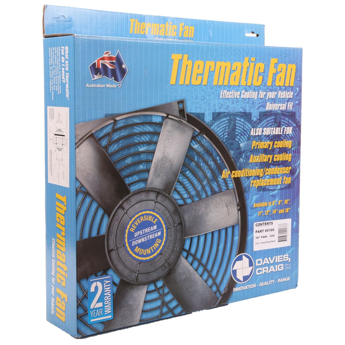 Davies Craig Universal Fan 12V Pusher - REVersible Od:424mm EFX042
