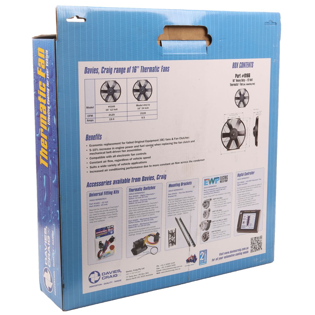 Davies Craig Universal Fan 12V Pusher - REVersible Od:424mm EFX042