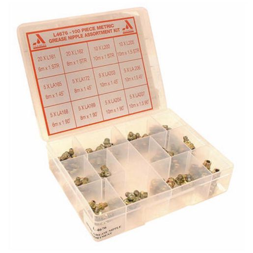 Alemlube Metric Grease Nipple Kit 100 Pcs L4676