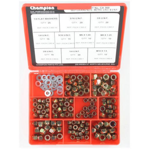 Champion Fasteners UNF, UNC, Metric Lock Nuts Assortment CA360