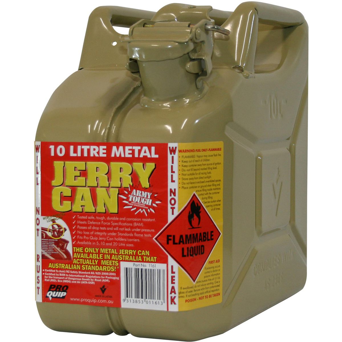 Proquip 10L Olive Yellow Metal Diesel Fuel Jerry Can 1161