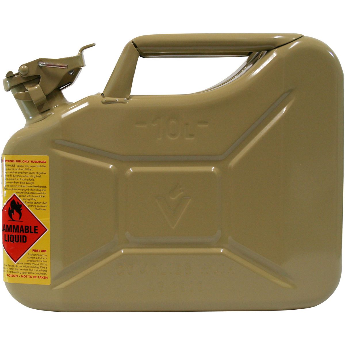 Proquip 10L Olive Yellow Metal Diesel Fuel Jerry Can 1161
