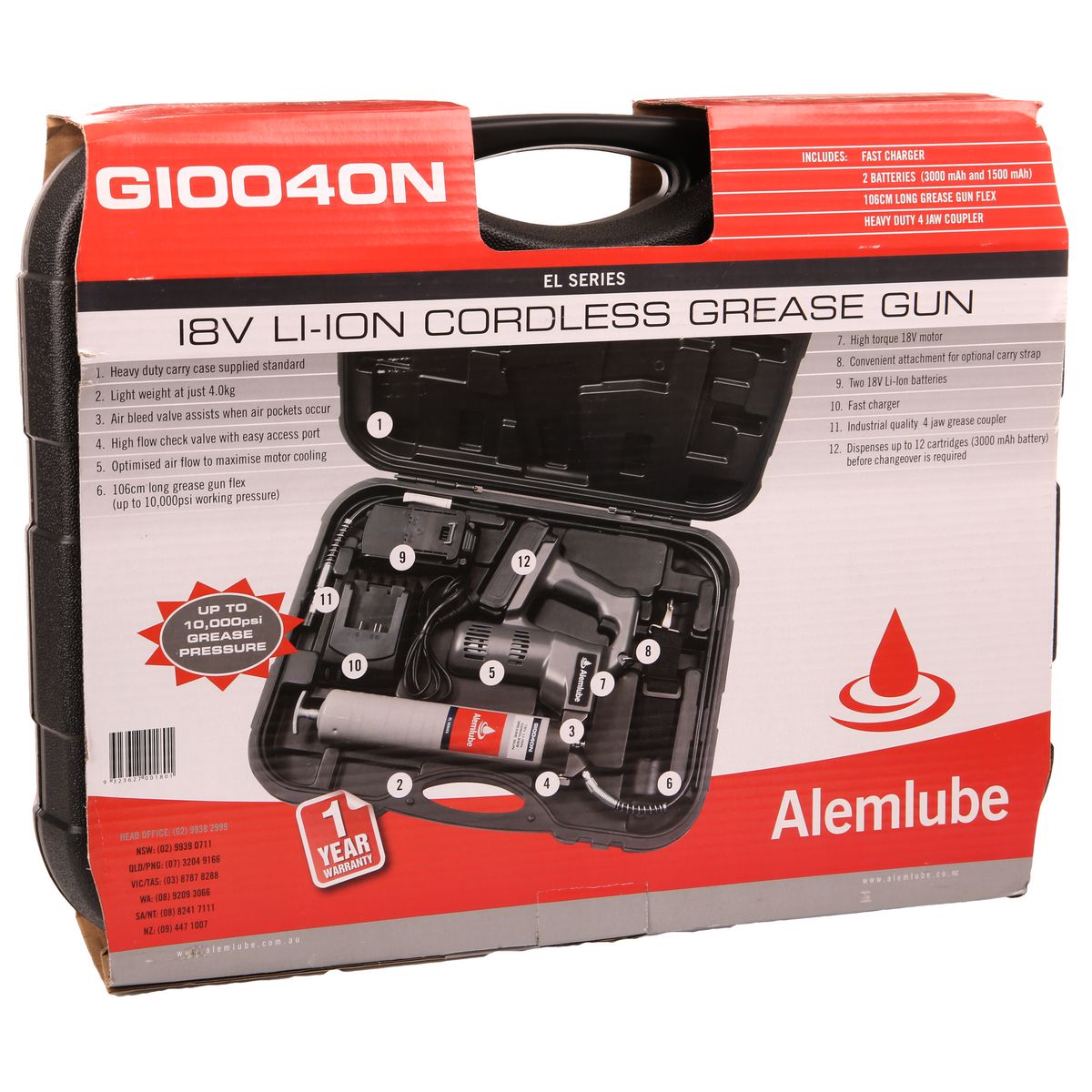 Alemlube Grease Gun Cordless 18V G10040N