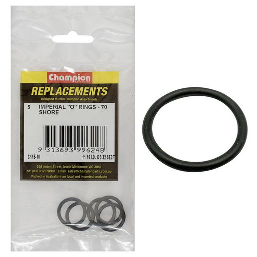 Champion Fasteners O Ring Nitrile Rubber 70 Shore 11/16in x 3/32in Refill Pack C115-10