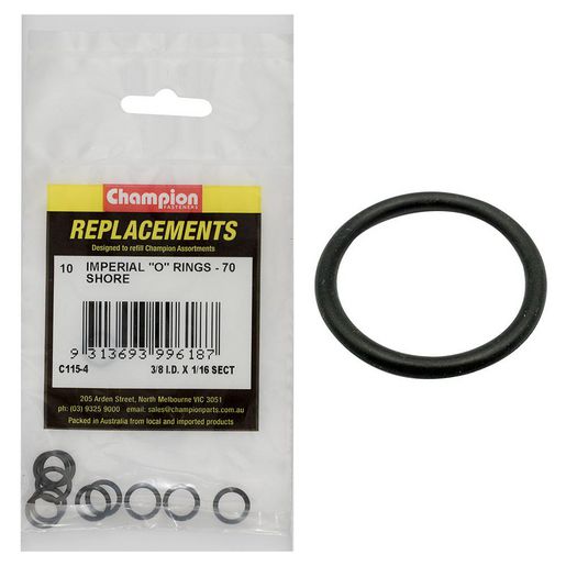 Champion Fasteners O Ring Nitrile Rubber 70 Shore 3/8in x 1/16in Refill Pack C115-4