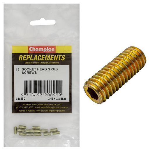 Champion Fasteners Grub Screw Socket Head BSW 3/16in x 3/8in Refill Kit C1416-2