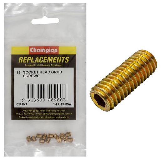 Champion Fasteners Grub Screw Socket Head BSW 1/4in x 1/4in Refill Pack C1416-3