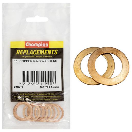 Champion Flat Copper Washer M20 x 26 x 1.5mm 10Pk C226-13
