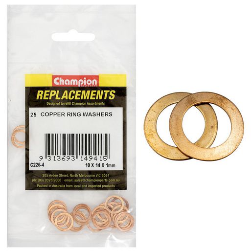 Champion Flat Copper Washer M10 x 14 x 1mm 25Pk C226-4