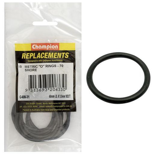 Champion Fasteners O Ring Nitrile Rubber 70 Shore 46mm x 3.5mm Refill Pack C408-31
