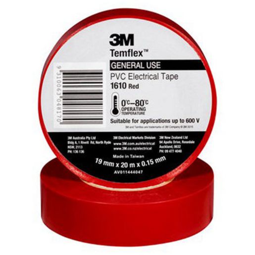 3M PVC Electrical Tape Red 19mm x 20m AE010586731