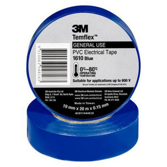 3M PVC Electrical Tape Blue 19mm x 20m AE010586749