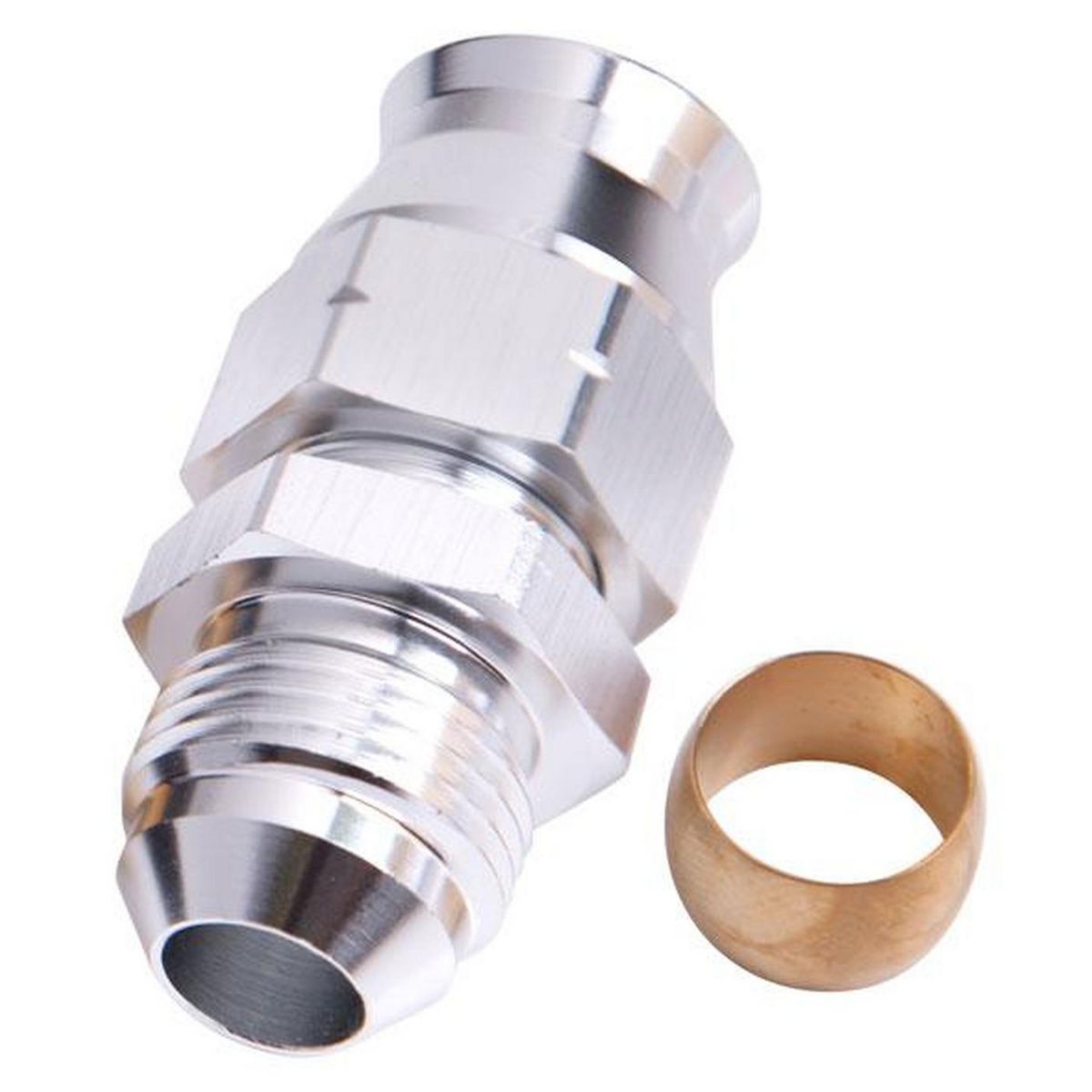 Aeroflow AF108-06S 3/8" Hard Line To -6AN Male Adapter Silver W/ Olive