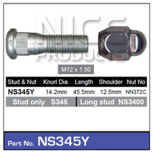 NICE Wheel Stud & Nut M12x1.50 45.5mm NS345Y