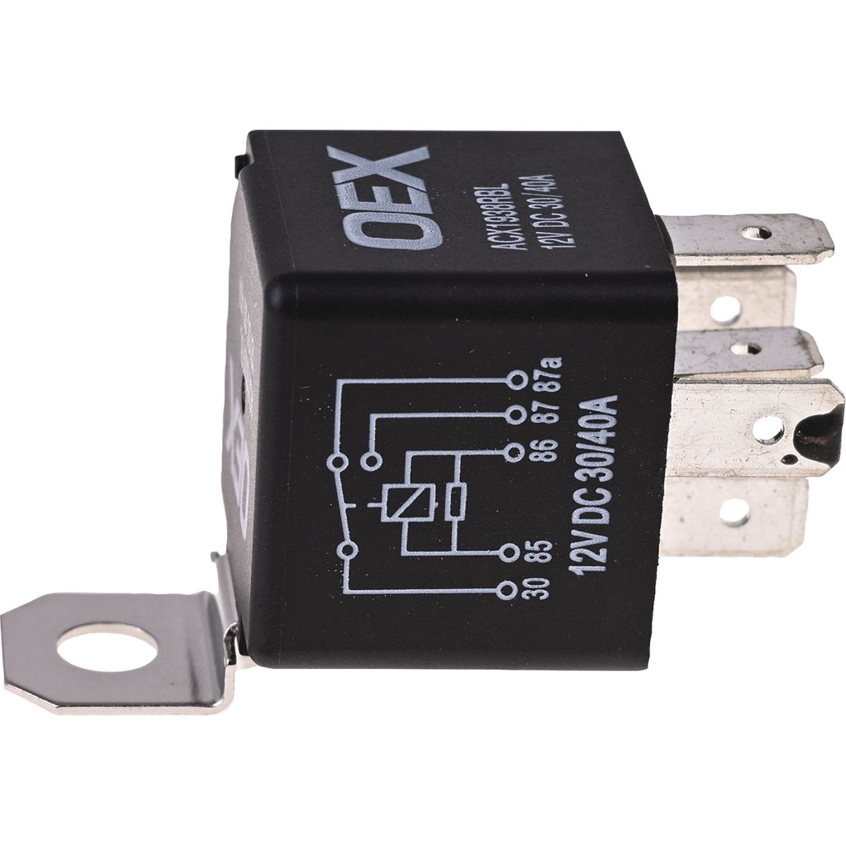 OEX Mini Relay 12V 5 Pin Change Over 30/40A (30 & 86 Terminals Are Reversed) Resistor Protected, Sealed ACX1938RBL