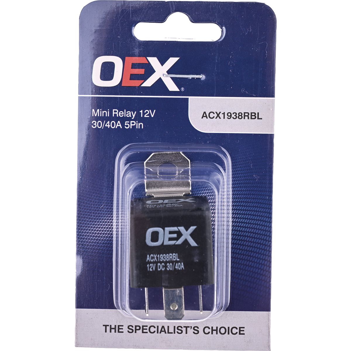OEX Mini Relay 12V 5 Pin Change Over 30/40A (30 & 86 Terminals Are Reversed) Resistor Protected, Sealed ACX1938RBL