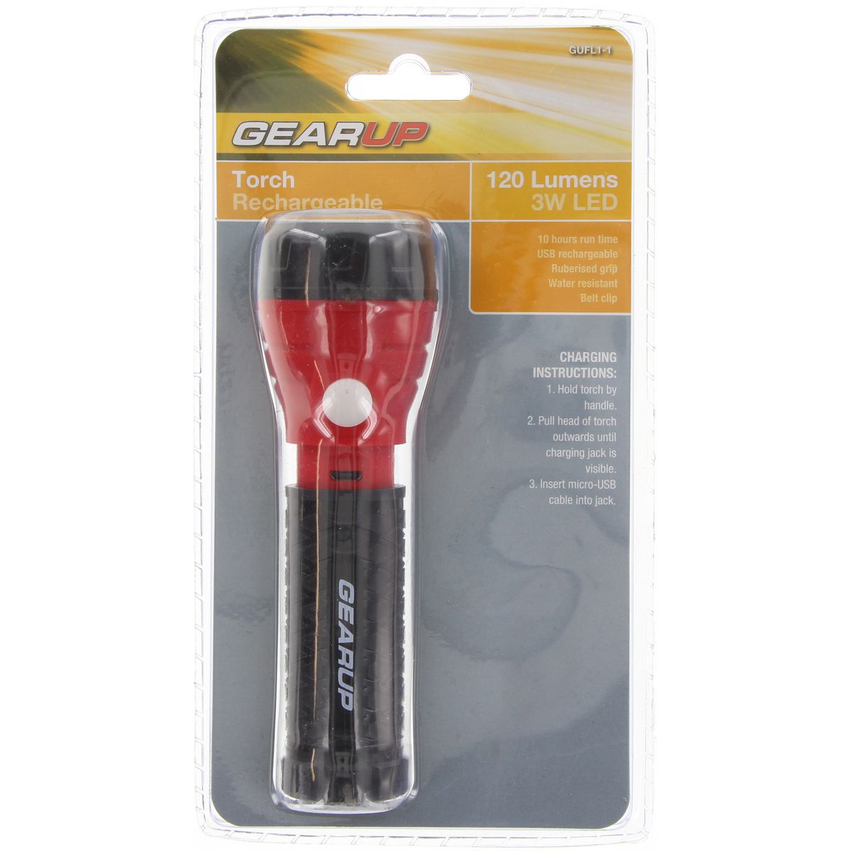 Gear Up Rechargable LED Torch 3W GUFL1-1