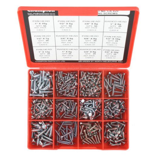 Champion Fasteners Slotted Self Tappering Screw Assortment CA420