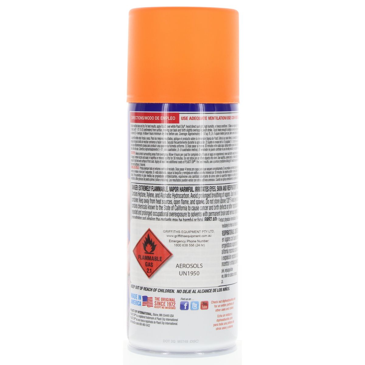 Plasti Dip Aerosol Spray Orange Blaze 450ml 11218