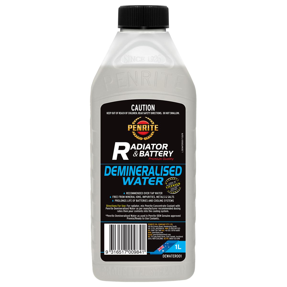 Penrite Demineralised Water 1L DEWATER001