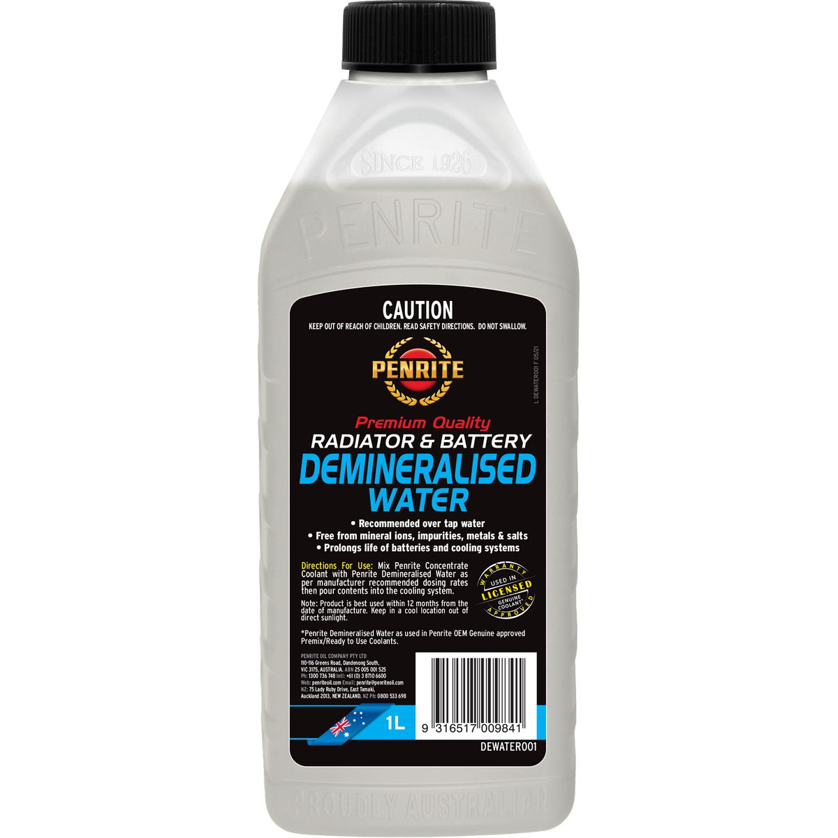 Penrite Demineralised Water 1L DEWATER001