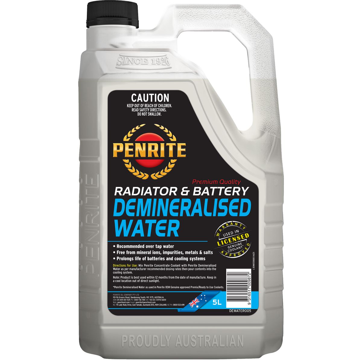 Penrite Demineralised Water 5L DEWATER005