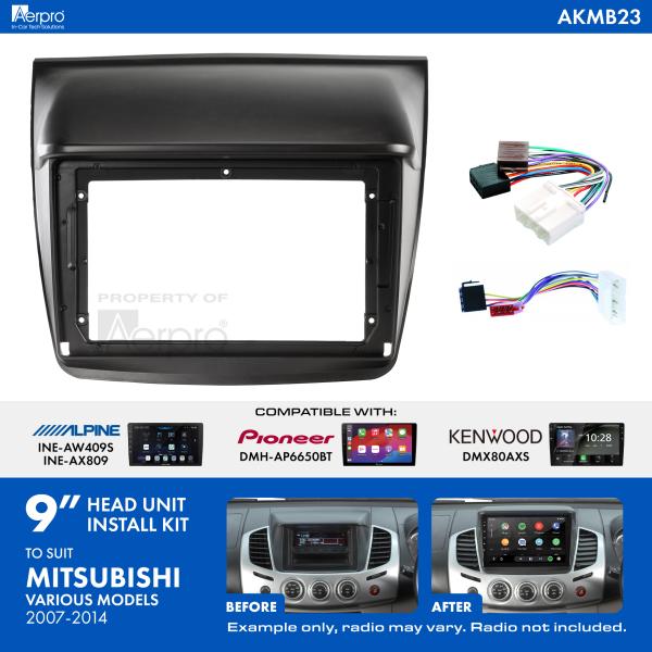 Aerpro 9 Inch Install Kit To Suit Mitsubishi Triton 2007-2014 [Compatible With Pioneer, Kenwood & Alpine 9 Inch Head Units] AKMB23