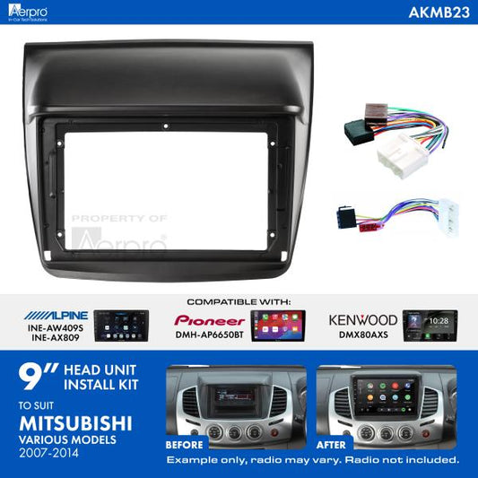 Aerpro 9 Inch Install Kit To Suit Mitsubishi Triton 2007-2014 [Compatible With Pioneer, Kenwood & Alpine 9 Inch Head Units] AKMB23