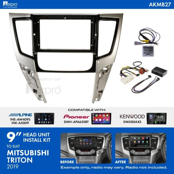 Aerpro 9 Inch Install Kit To Suit Mitsubishi Triton 2019- [Compatible With Pioneer, Kenwood & Alpine 9 Inch Head Units] AKMB27