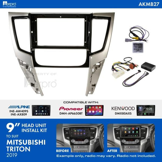 Aerpro 9 Inch Install Kit To Suit Mitsubishi Triton 2019- [Compatible With Pioneer, Kenwood & Alpine 9 Inch Head Units] AKMB27