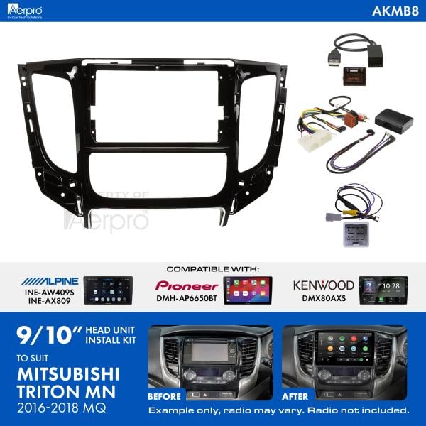Aerpro 9 Inch Install Kit To Suit Mitsubishi Triton 2016-2018 [Compatible With Pioneer, Kenwood & Alpine 9 Inch Head Units] AKMB8