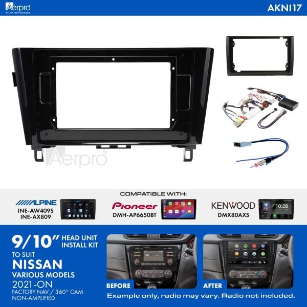 Aerpro 9/10 Inch Install Kit To Suit Model Nissan 2021- [Compatible With Pioneer, Kenwood & Alpine 9/10 Inch Head Units] AKNI17