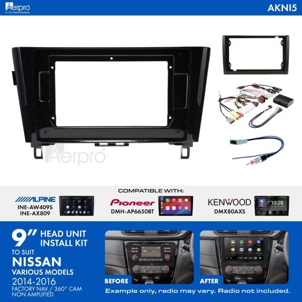 Aerpro 9/10 Inch Install Kit To Suit Model Nissan 2014-2020 [Compatible With Pioneer, Kenwood & Alpine 9/10 Inch Head Units] AKNI5