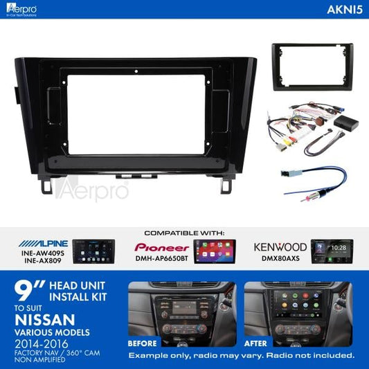 Aerpro 9/10 Inch Install Kit To Suit Model Nissan 2014-2020 [Compatible With Pioneer, Kenwood & Alpine 9/10 Inch Head Units] AKNI5