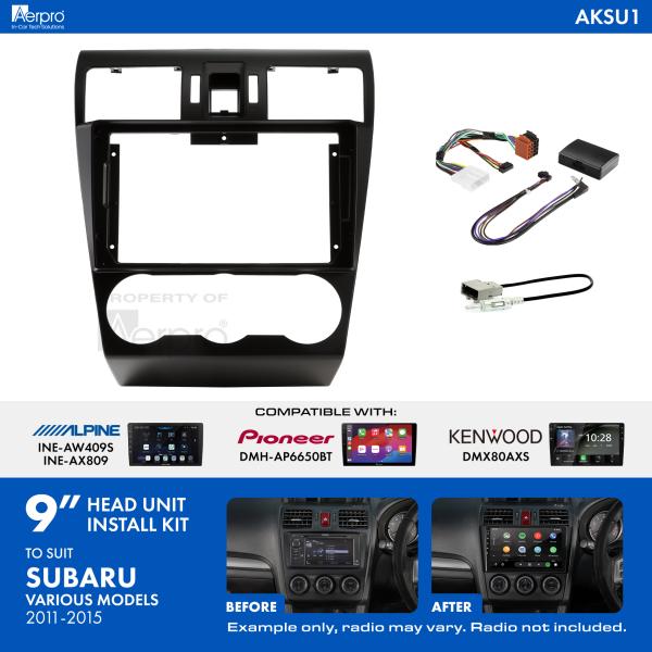 Aerpro 9 Inch Install Kit To Suit Subaru Various 2012-2015 [Compatible With Pioneer, Kenwood & Alpine 9 Inch Head Units] AKSU1