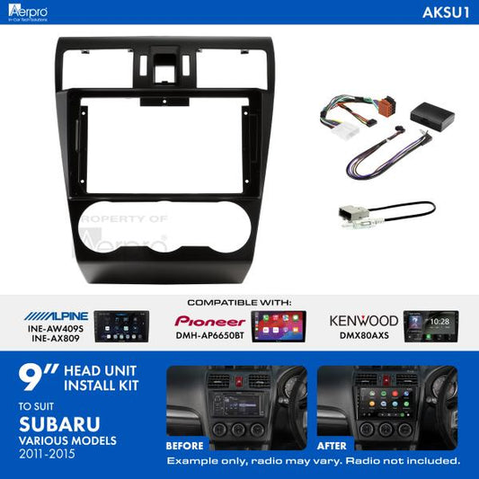 Aerpro 9 Inch Install Kit To Suit Subaru Various 2012-2015 [Compatible With Pioneer, Kenwood & Alpine 9 Inch Head Units] AKSU1