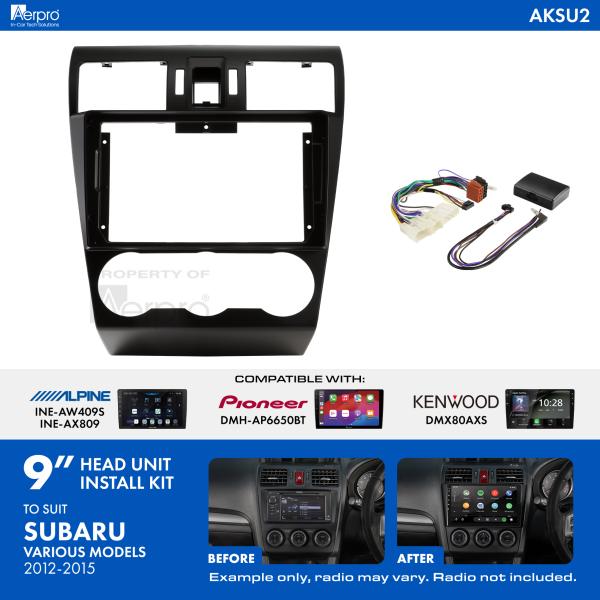 Aerpro 9 Inch Install Kit To Suit Subaru Various 2012-2015 [Compatible With Pioneer, Kenwood & Alpine 9 Inch Head Units] AKSU2
