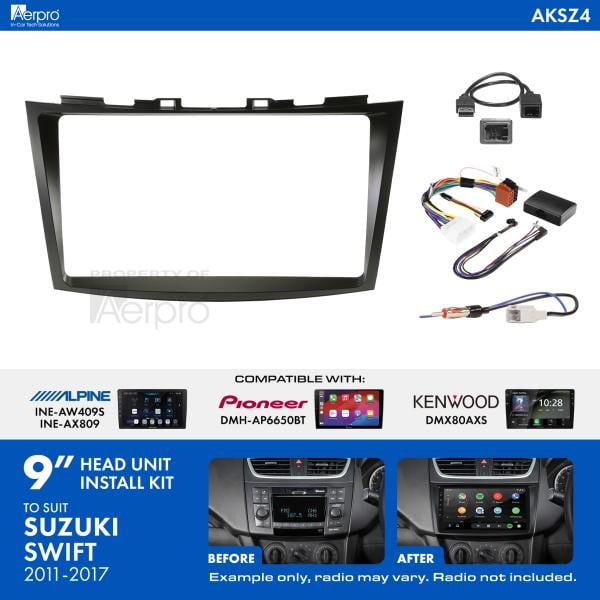 Aerpro 9 Inch Install Kit To Suit Suzuki Swift 2011-2017 [Compatible With Pioneer, Kenwood & Alpine 9 Inch Head Units] AKSZ4