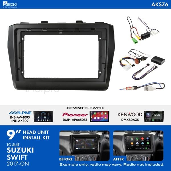 Aerpro 9 Inch Install Kit To Suit Suzuki Swift 2017- [Compatible With Pioneer, Kenwood & Alpine 9 Inch Head Units] AKSZ6