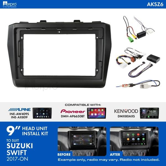 Aerpro 9 Inch Install Kit To Suit Suzuki Swift 2017- [Compatible With Pioneer, Kenwood & Alpine 9 Inch Head Units] AKSZ6