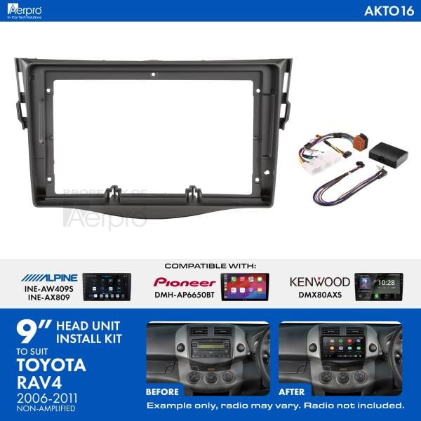 Aerpro 9 Inch Install Kit To Suit Toyota Rav4 2006-2011 [Compatible With Pioneer, Kenwood & Alpine 9 Inch Head Units] AKTO16
