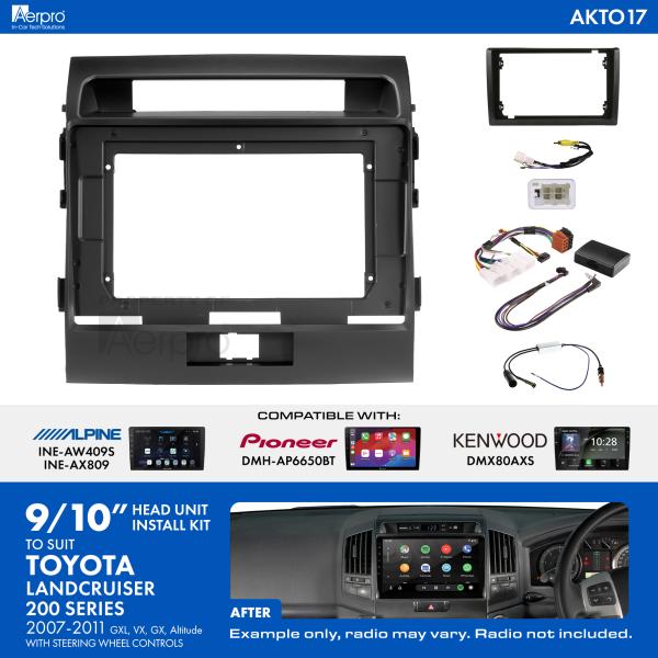 Aerpro 9/10 Inch Install Kit To Suit Toyota Landcruiser 200 Series [Compatible With Pioneer, Kenwood & Alpine 9/10 Inch Head Units] AKTO17