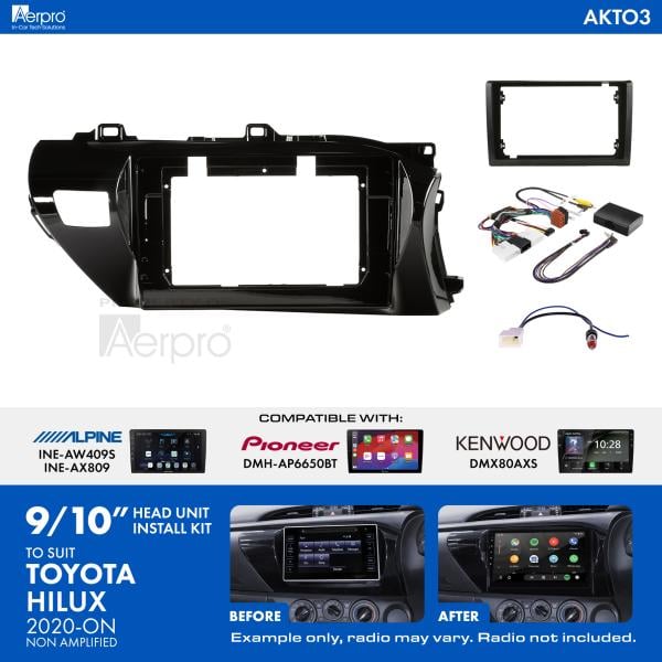 Aerpro 9/10 Inch Install Kit To Suit Toyota Hilux 2020- [Compatible With Pioneer, Kenwood & Alpine 9/10 Inch Head Units] AKTO3