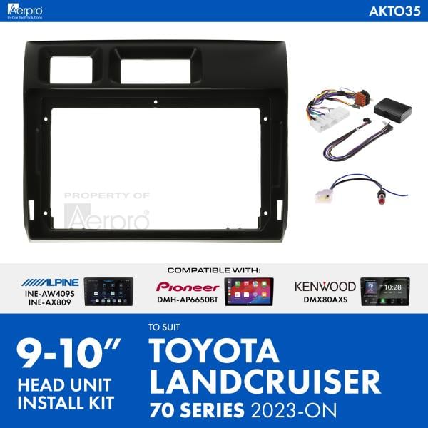 Aerpro 9 Inch Install Kit To Suit Toyota Landcruiser 70 Series 2023-On [Compatible With Pioneer, Kenwood & Alpine 9 Inch Head Units] AKTO35