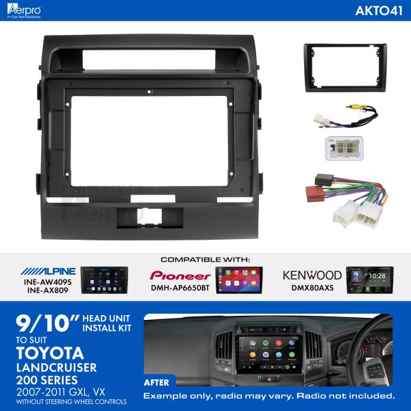 Aerpro 9/10 Inch Install Kit To Suit Toyota Landcruiser 200 Series [Compatible With Pioneer, Kenwood & Alpine 9/10 Inch Head Units] AKTO41